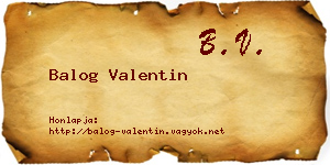 Balog Valentin névjegykártya